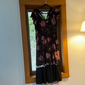 NWT black lace floral print dress with pockets size 10 M/L